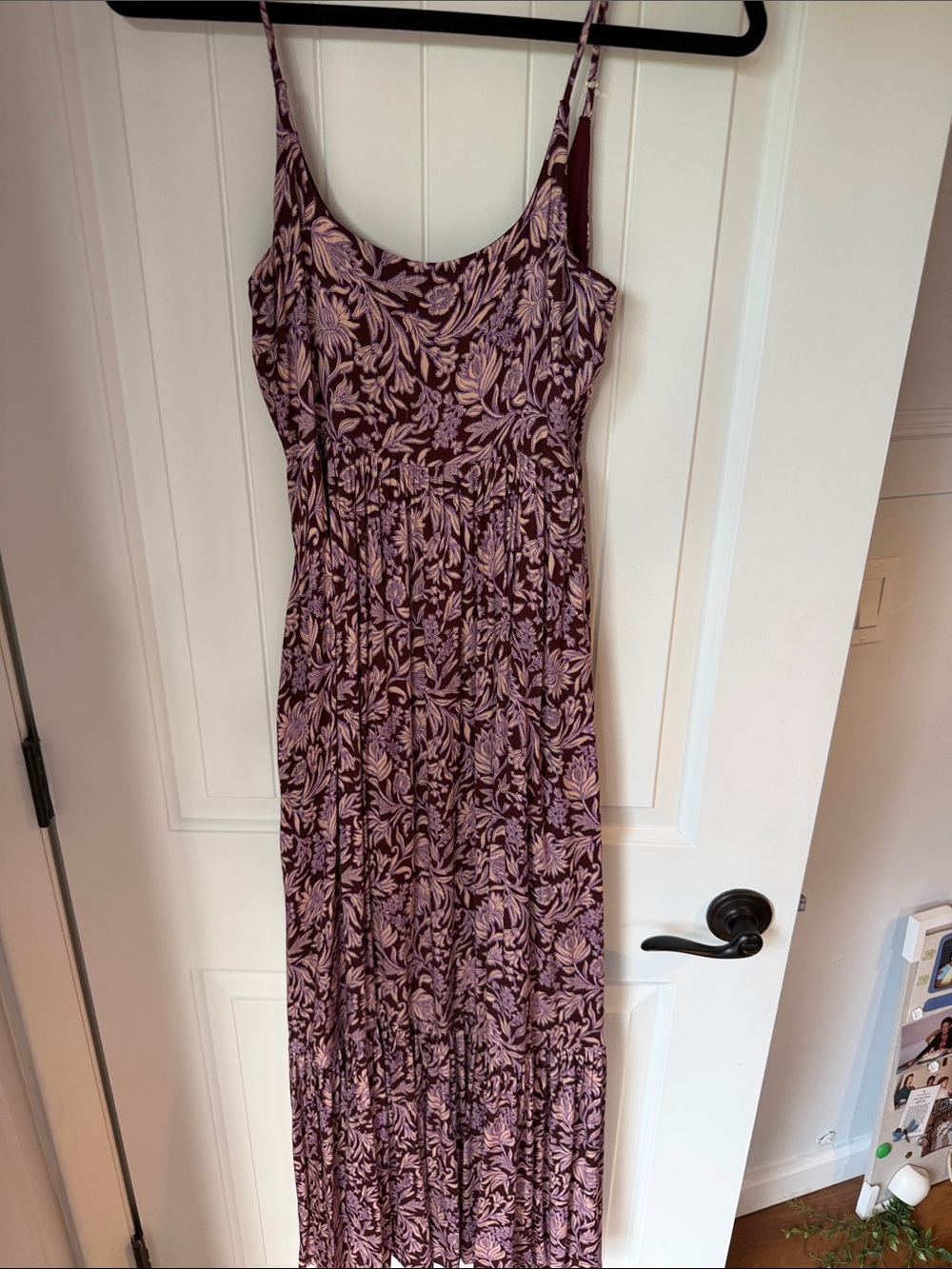 Saltwater LUXE Rene Floral Maxi Sun Dress Dark Plum Ruffle Hem  Cottagecore. XS